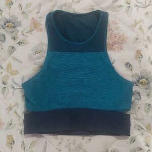 Outdoor Voices Tri-tone Slashback Crop Top Spots Bra